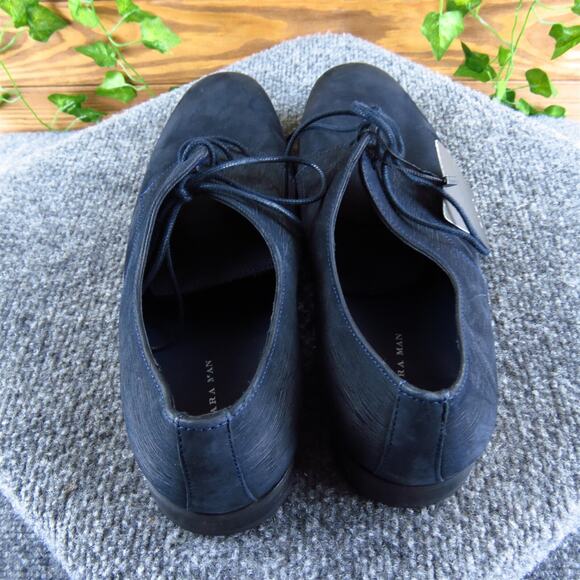 Zara Men's Man Derby Oxfords Blue Leather Size 8 Medium‎ Gently Used 2025 - Picture 4 of 7